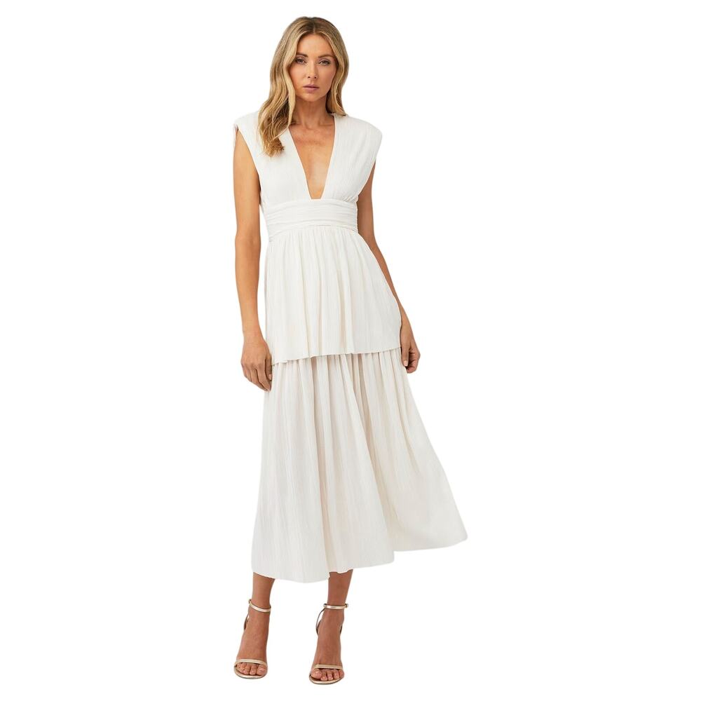 Sabina Musayev Ophelia Dress Pleated Shimmer Bridal Cocktail Party Regency S - Picture 2 of 11